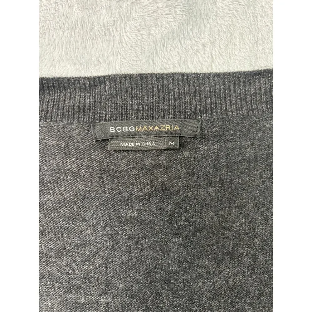 BCBGMAXAZRIA Sequin Short Sleeve Sweater – Charcoal Gray – Size M